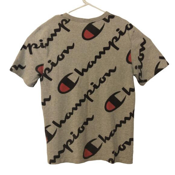 Champion tshirt mens M Medium gray spellout all over short sleeve crew neck - Picture 2 of 9